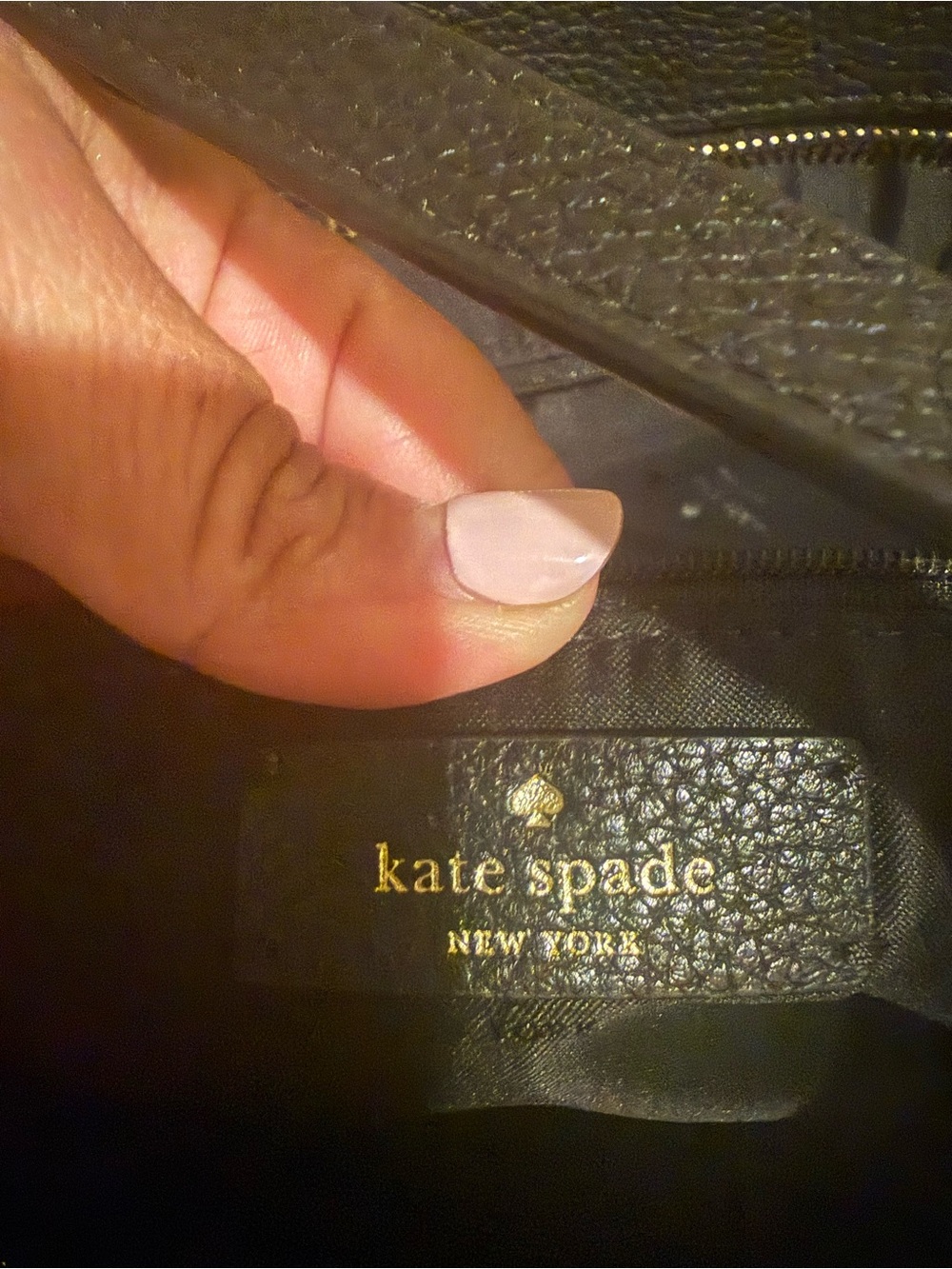 kate spade Black Pebbled Leather Tote with Gold Logo - Picture 3 of 6